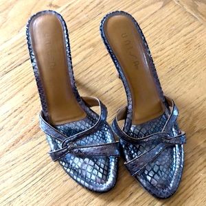 Cute heeled metallic sandals